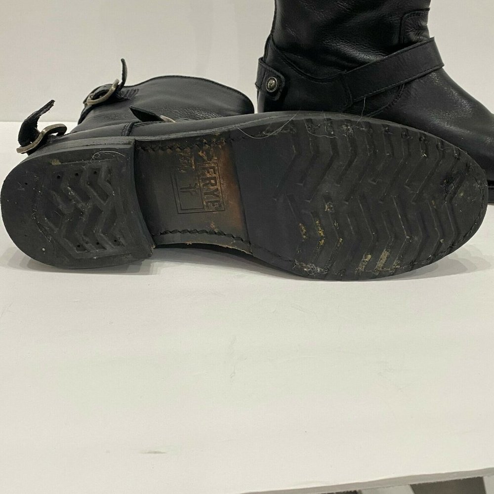 Frye Black Leather Moto Combat Boots with Buckle Strap - Picture 9 of 9